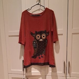 Rust Owl Graphic Top